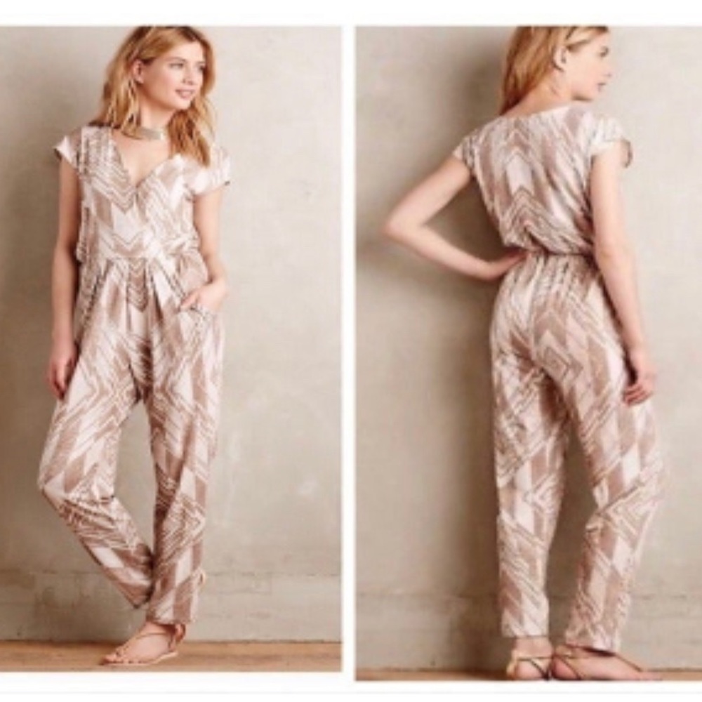 Anthropologie Corey Lynn Calter Neutral Boho Jumpsuit